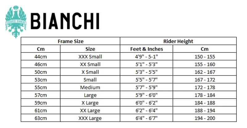 Bianchi Bikes Size and Fit Guide